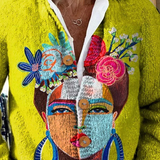 Solène | Kardigan od vune s otisnutim portretom Frida