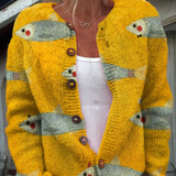 Sidonie | Cardigan s gumbima i vintage uzorkom sardina