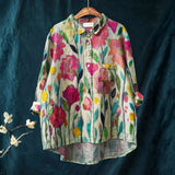 Flávia - Casualna košulja s vintage umjetničkim uzorkom i cvjetovima