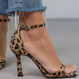 Júlia - Sandale s visokom petom i leopard uzorkom