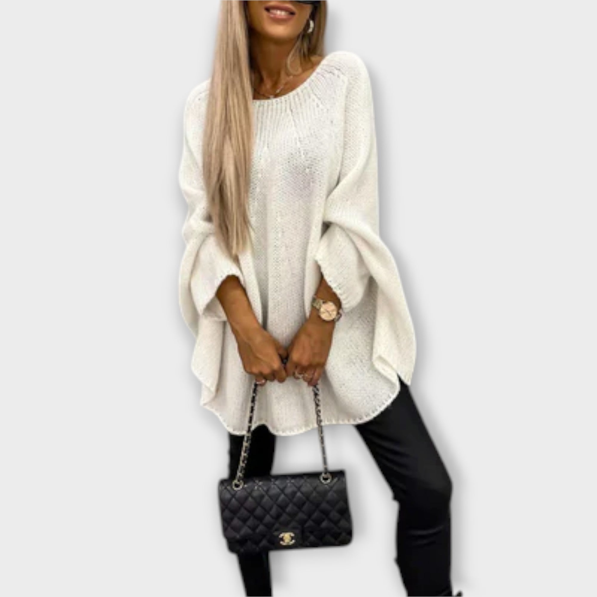 Isabelle - Ženski pleteni pulover s okruglim izrezom