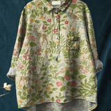 Georgina - Vintage Casual Košulja s Cvjetnim Uzorkom i Životinjama