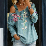 Carla - Denim top s izloženim ramenima