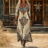Maria - Casual Haljina s Dugačkim Rukavima s Vintage Inspiracijom