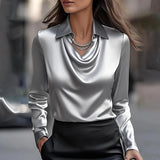 Inês - Luksuzna Saten Bluza s Blagim Izrezom