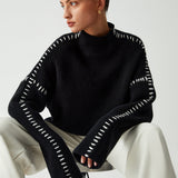 Alma | Oversize pulover s visokim ovratnikom i detaljima od pike