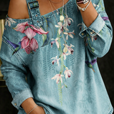 Carla - Denim top s izloženim ramenima
