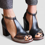 Nadaria - Crne sandale s visokim potpeticama i otvorenim prstima u patchwork stilu