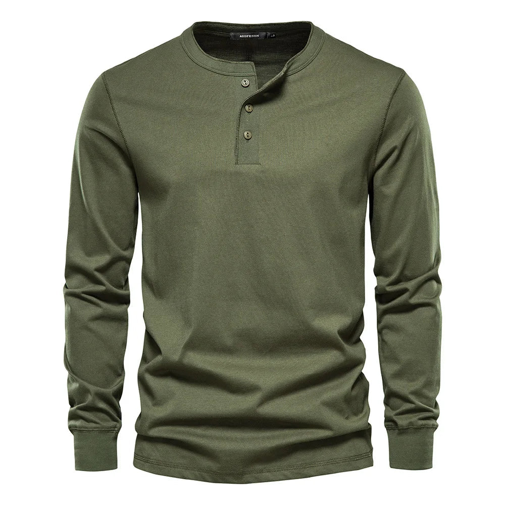 Camisa Henley - Mješavina Mekana Prozračna