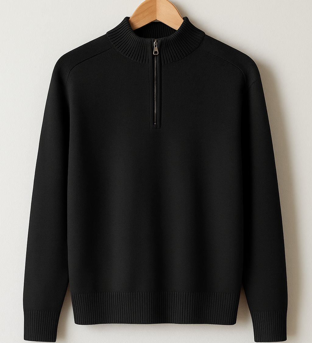 Pulover od pletenine - Polu-zip