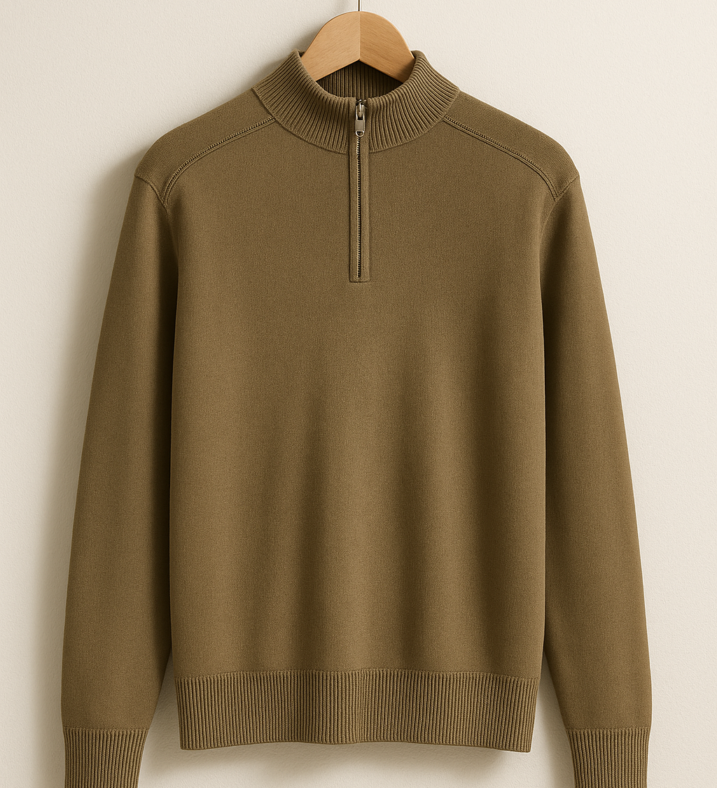 Pulover od pletenine - Polu-zip