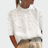 Bluza s vezom i visokim ovratom