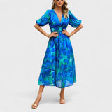 Clara - Elegantna Midi Haljina s Cvjetnim Uzorkom