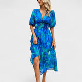Clara - Elegantna Midi Haljina s Cvjetnim Uzorkom