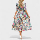 Clara - Elegantna Midi Haljina s Cvjetnim Uzorkom