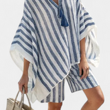 Salomé - Prugasti Set Bluza i Šortsevi
