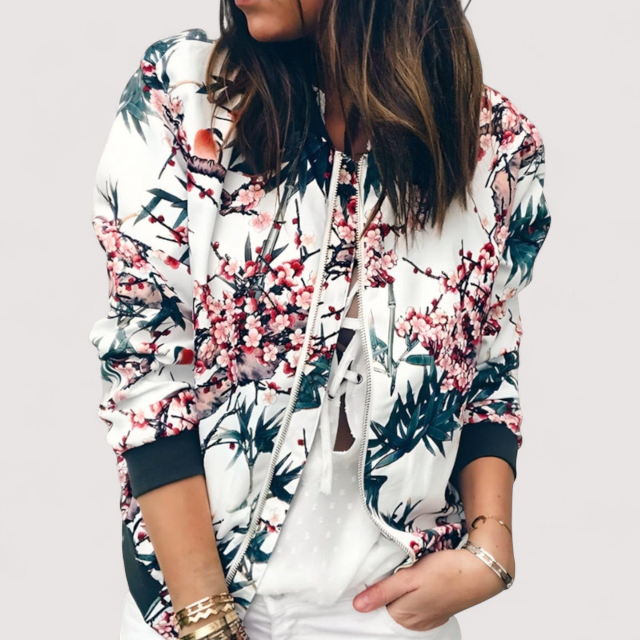 Lidia™ | Elegantna bomber jakna s cvjetnim uzorkom