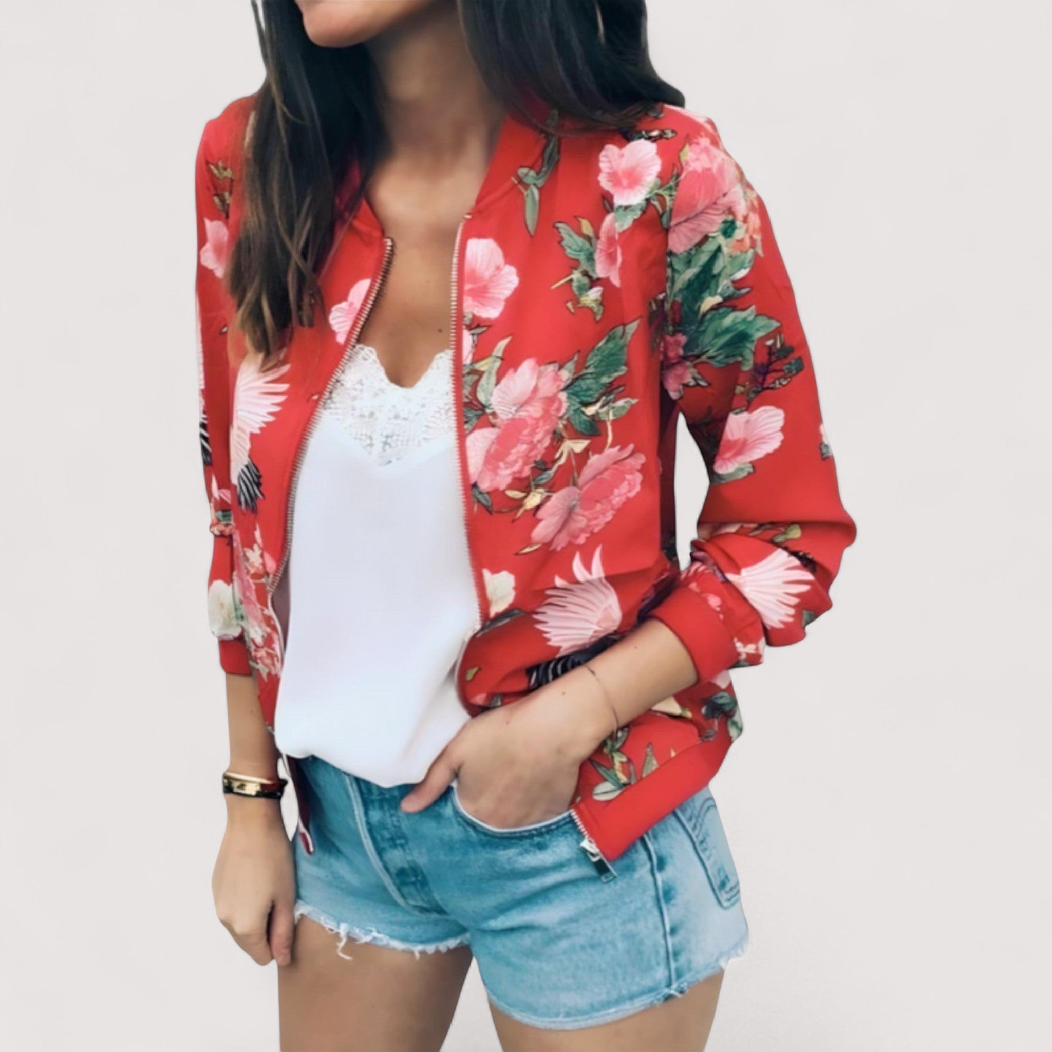 Lidia™ | Elegantna bomber jakna s cvjetnim uzorkom
