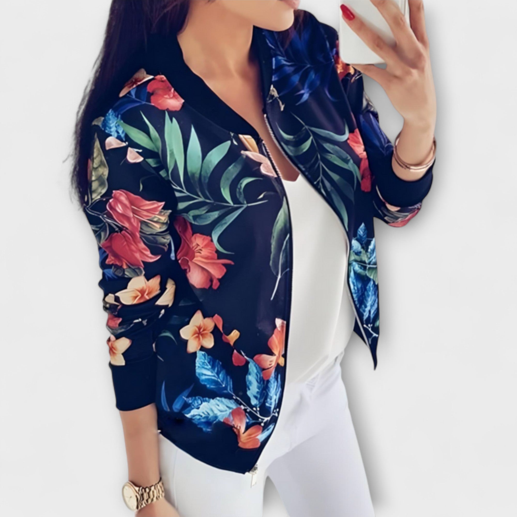 Lidia™ | Elegantna bomber jakna s cvjetnim uzorkom